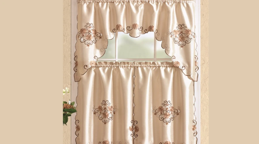 American Collection Embroidered Walmart Kitchen Curtains