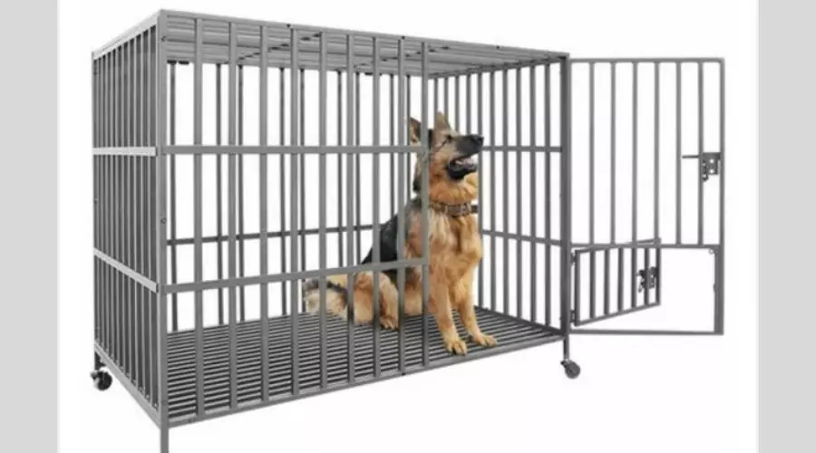 Dog_crate_cage_to_house_Rottweiler