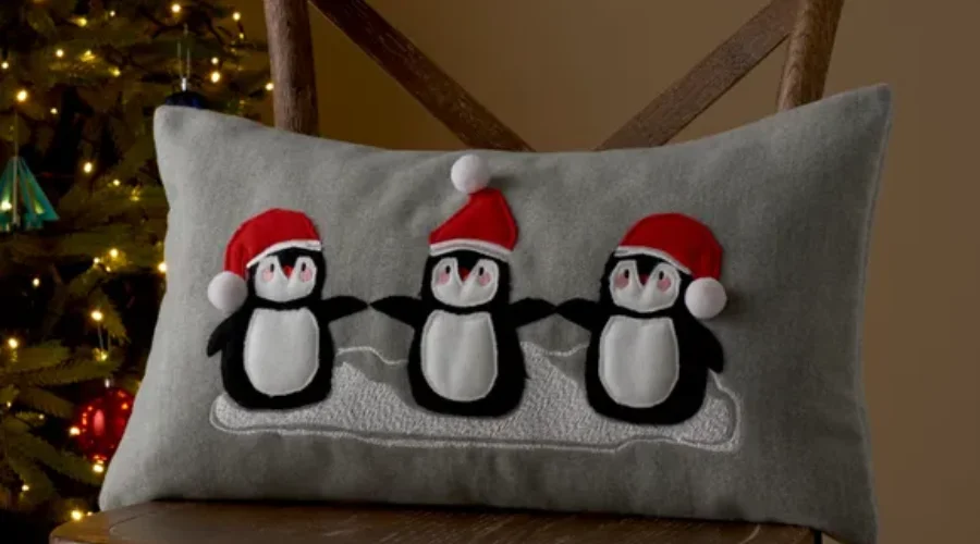 Penguins Christmas Cushion