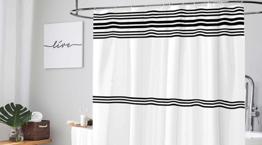 White Fabric Shower Curtain