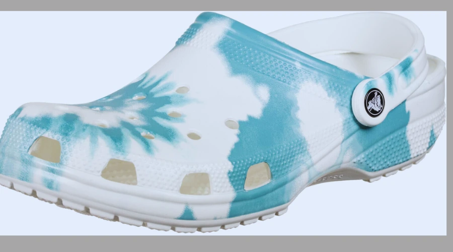 White Turquoise Tie Dye Crocs