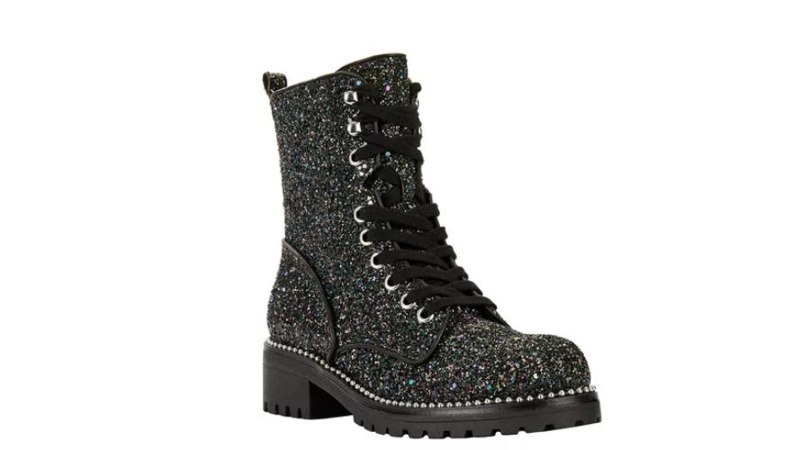 Women's Glitter Lace-Up Boot