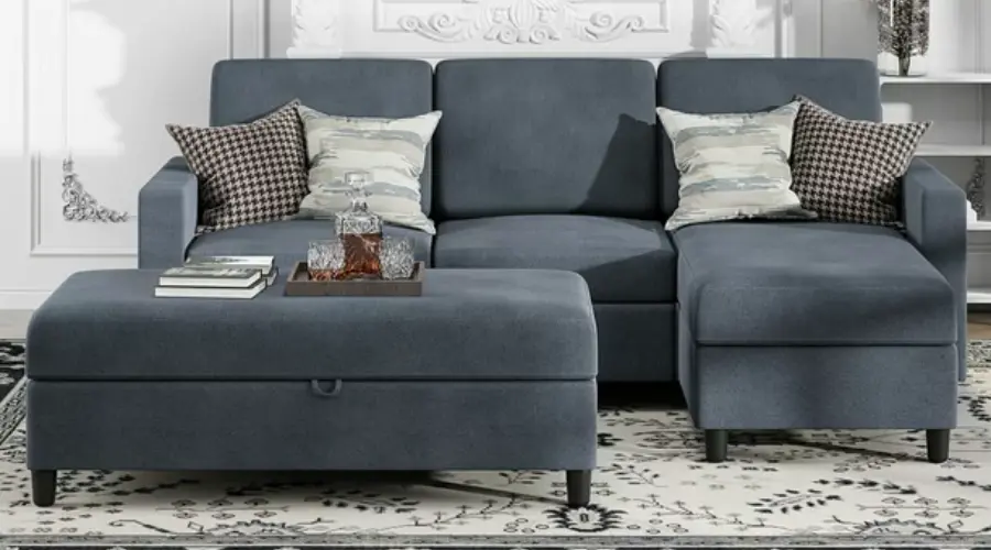 Sectional Sofa Linen Gray Couch L Shaped