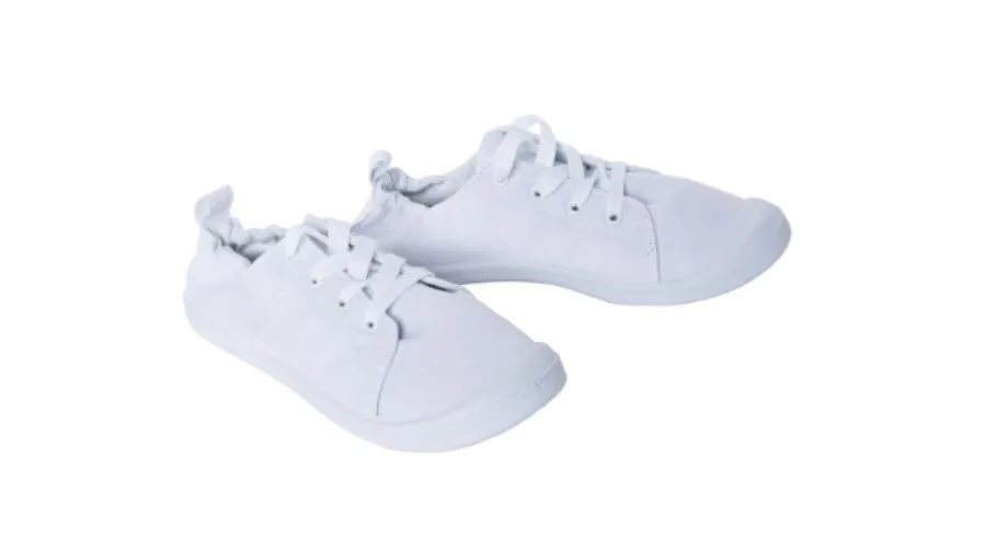 Ladies' white canvas scrunch-back sneakers