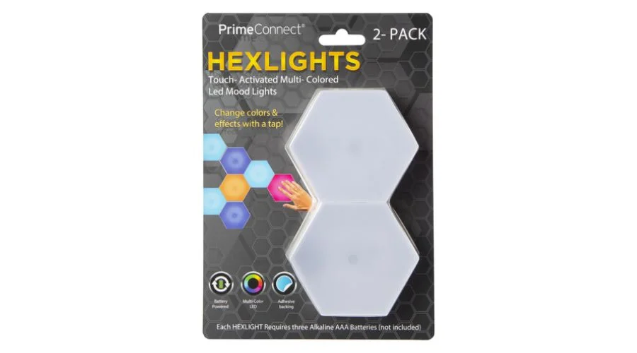 Hexlites Multicolor Touch-Activated LED Mood Lights 2-Pack