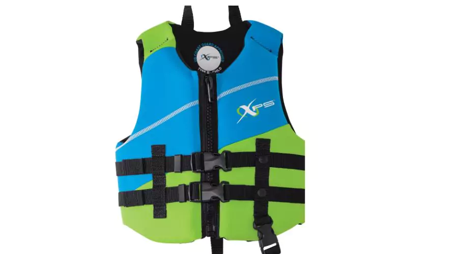 XPS Neoprene Life Jacket for Kids - Turquoise/Kiwi Green