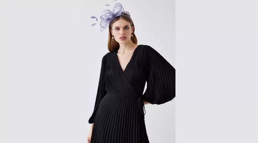 Premium Pleated Maxi Wrap Dress