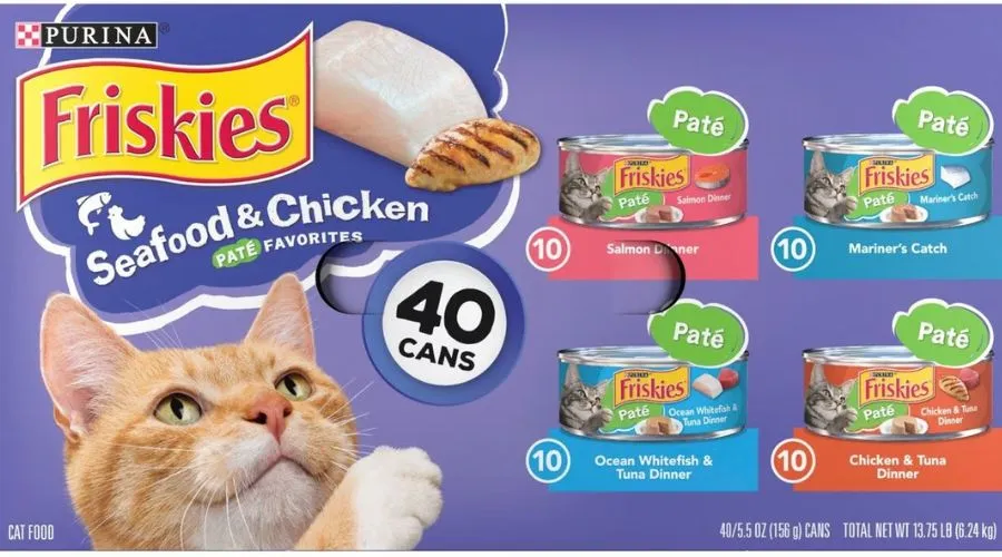 PURINA FRISKIES SEAFOOD & CHICKEN PATE FAVORITES VARIETY PACK WET CAT FOOD, 5.5-OZ CAN, CASE OF 40