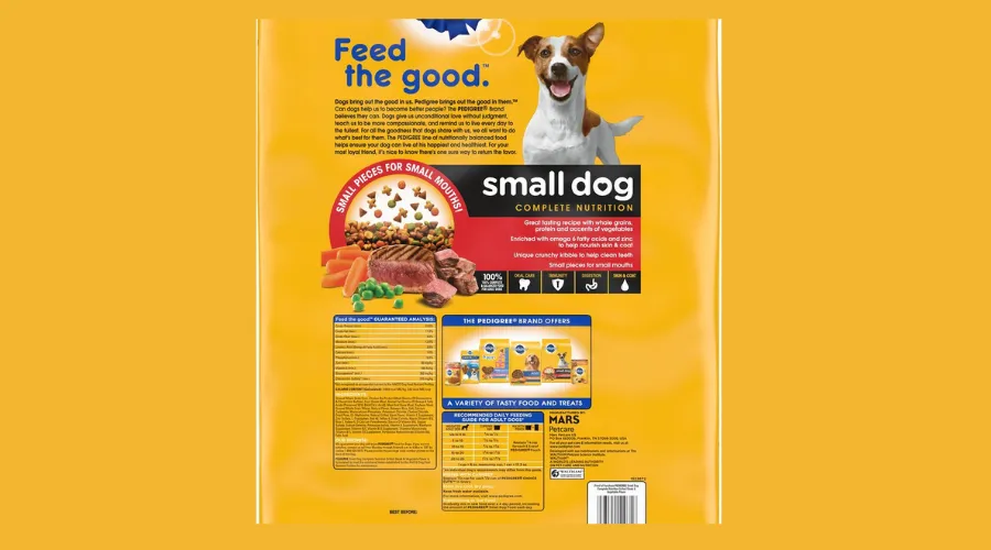 Pedigree small dog complete nutrition grilled steak & vegetable flavour dog kibble small breed adult dry dog food