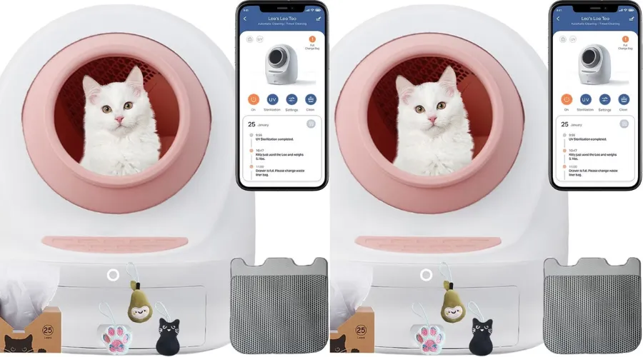 Smarty Pear Leo's Loo Too WiFi Enabled Automatic Self-Cleaning Cat Litter Box Variety Pack, Pretty Pink | Savewithnerds