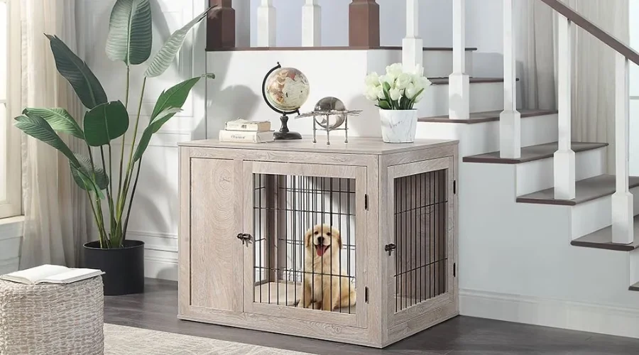 Unipaws Wooden Wire Furniture Style Dog Crate