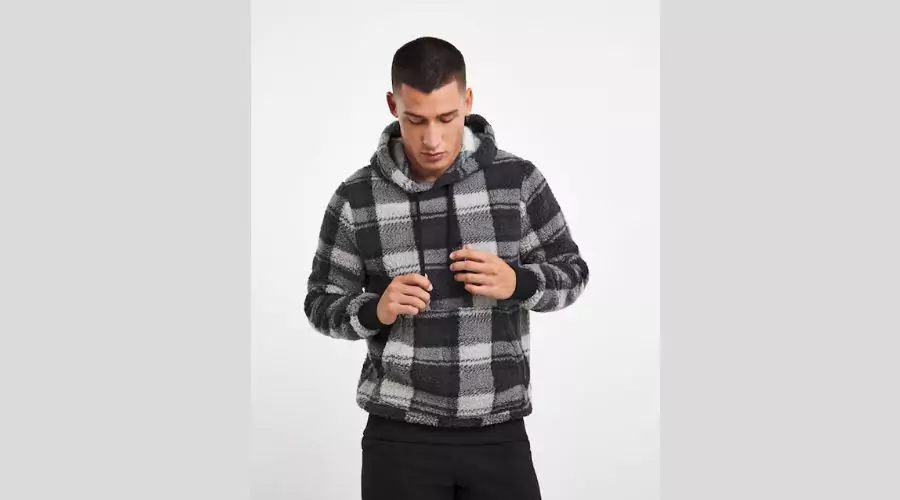 Borg Fleece Check Lounge Hoodie