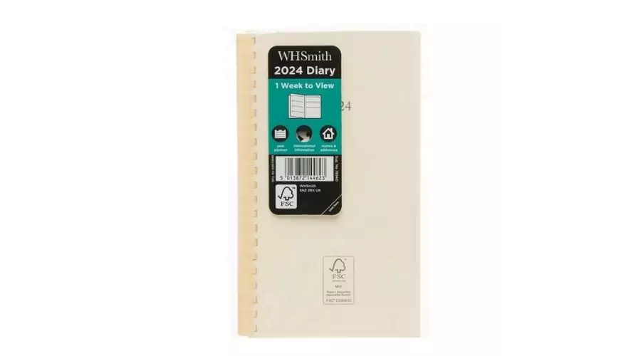 WHSmith 2024 week-to-view slim comb bound diary refill