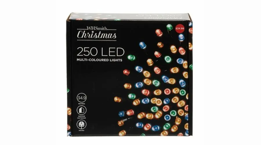 WHSmith 250 LED Multi-Coloured Christmas Lights