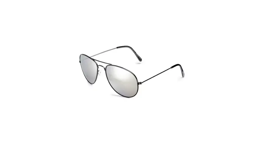 Squadron Black-Silver Aviator Sunglasses