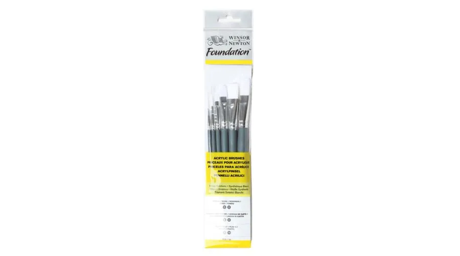 The Winsor-Newton Foundation Acrylic Brush Set 7 Short Handle (Pack of 6)