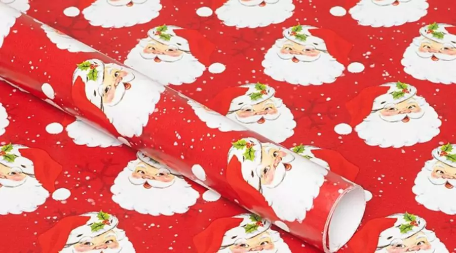 WHSmith 10 Metre Recyclable Santa Head Christmas Gift Wrap