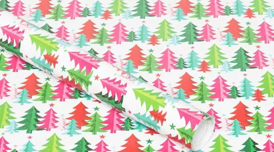 WHSmith Bright Trees 10 Metre Recyclable Christmas Gift Wrap