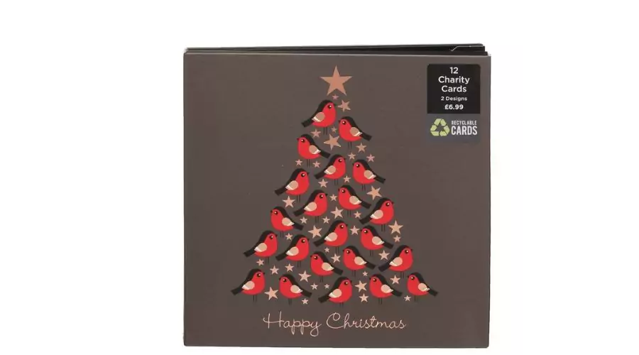 WHSmith Foiled Robin Recyclable Christmas Card Pack of 12