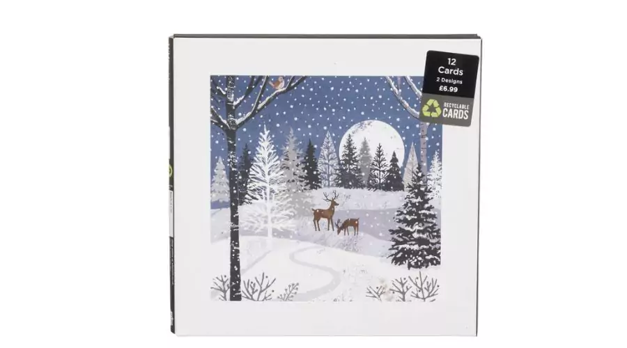 WHSmith Woodland Trees Christmas Card Pack of 12
