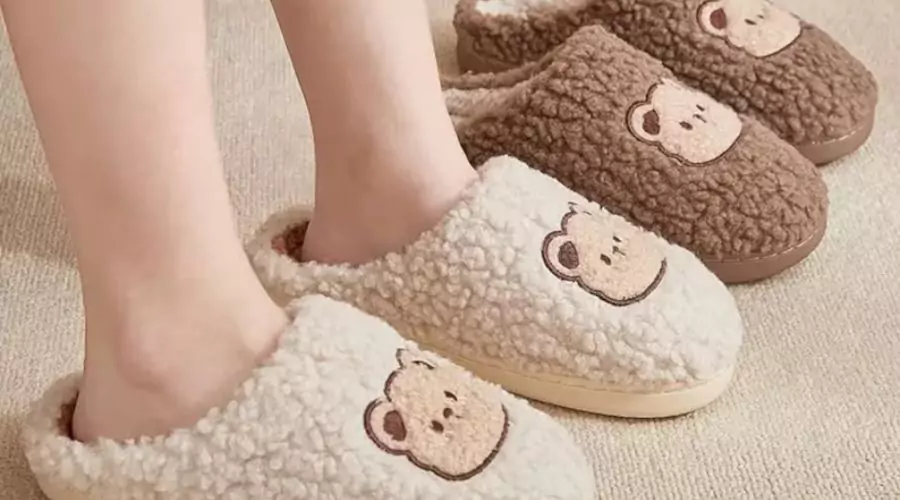 Cute Bear Design Winter Plush Slippers