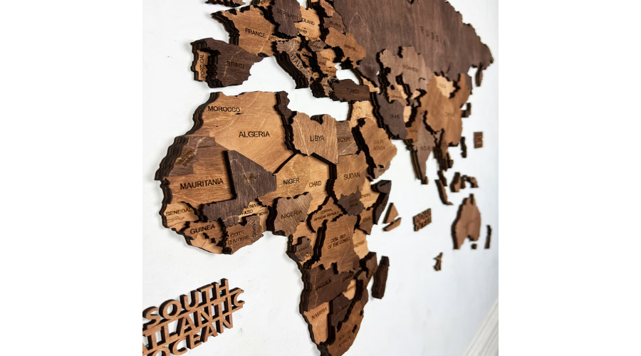3D Wooden World Map - Home Decor - World Map Wall Art - Large Wall Map 