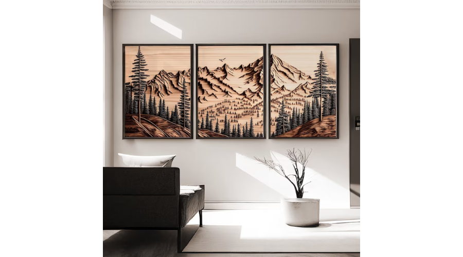 Mountain Wall Art Printable, Wood Panels, Wood Wall Art 