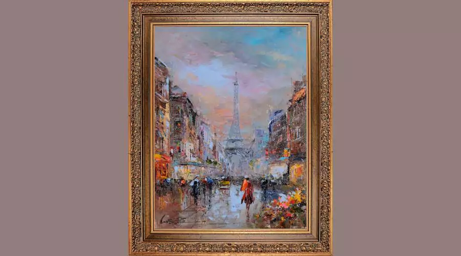 Early Morning Paris Eiffel Tower Scene Painting