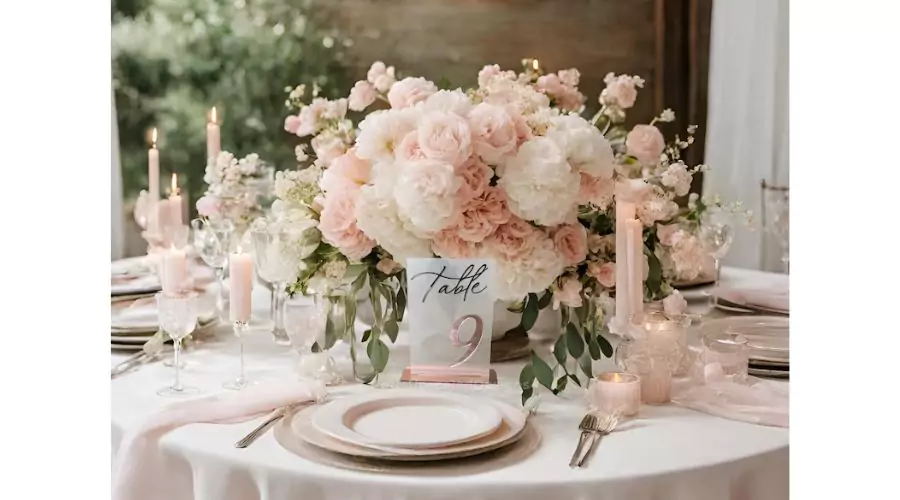 Wedding Table Numbers in Rose Gold Mirror