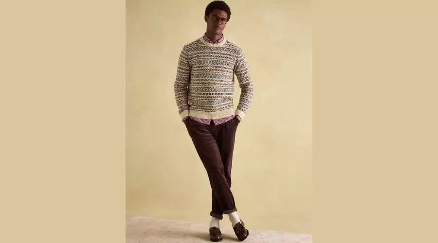 Pure Cotton Fair Isle Crew Neck Jumper