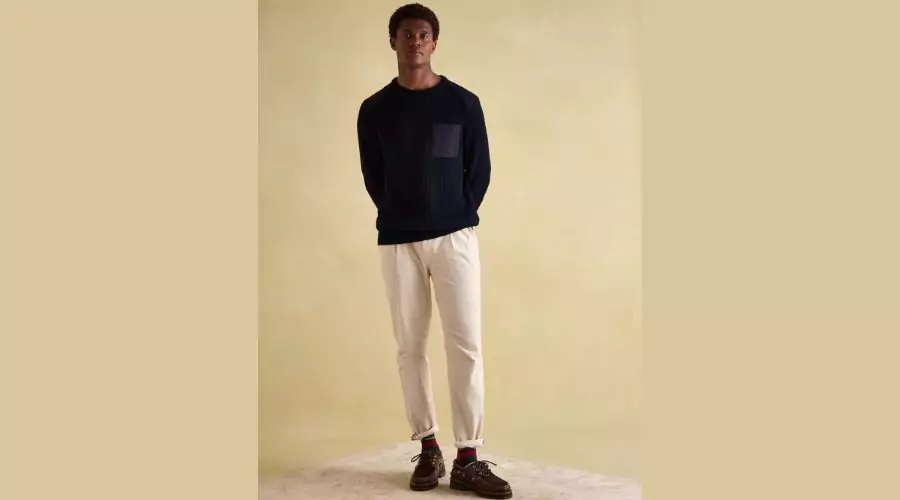 Pure Cotton Ribbed Crew Neck Jumper