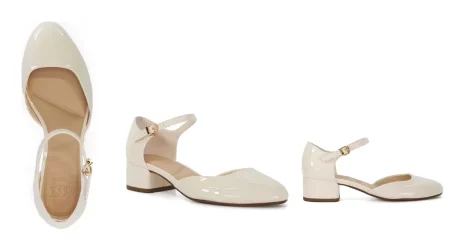 Cream Block Heel Shoes