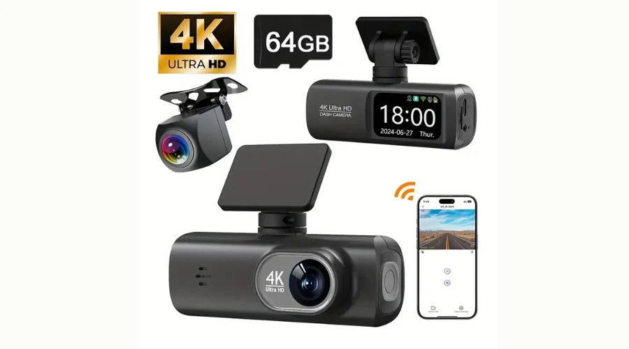 4K Dash Camera- Front and Rear Camera, 170°