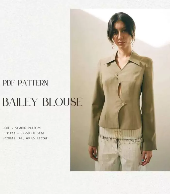 Digital Downlaod Tailored Blouse | Tailored Long Sleeve Jacket | Convertible Waistcoat | | Blazer pattern | 32-50 EU Size