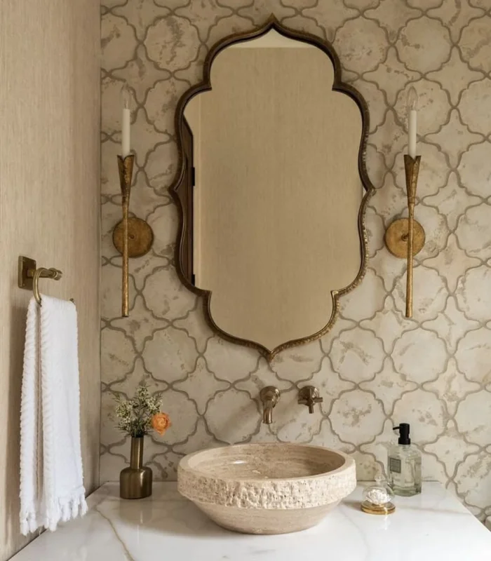 Flower Elegant Bathroom Mirror Asymmetrical Bedroom Mirror Irregular Home Mirror