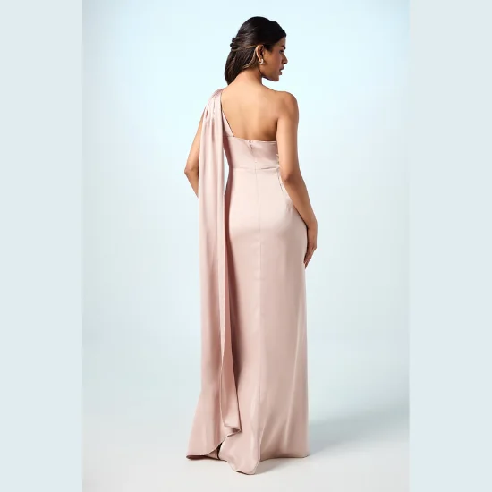 Coast Honoured Petite Drape One Shoulder Satin Maxi Bridesmaid Dress (2)