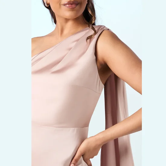 Coast Honoured Petite Drape One Shoulder Satin Maxi Bridesmaid Dress (3)